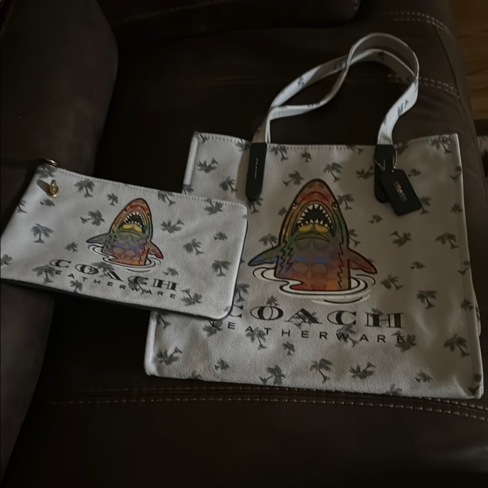 Coach Multicolor Shark Tote and Pouch